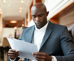 Tax Preparer looking at documents